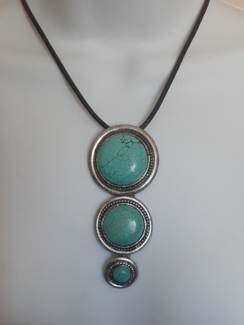 Turquoise Triple-Drop Pendant Necklace